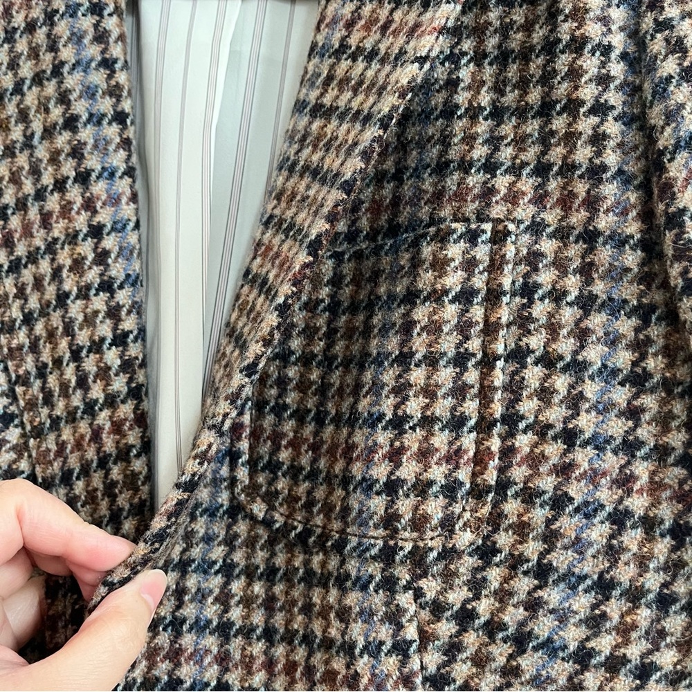 LIKE NEW J Crew Brown Multi Houndstooth Wool-Blend Blazer - Picture 8 of 12
